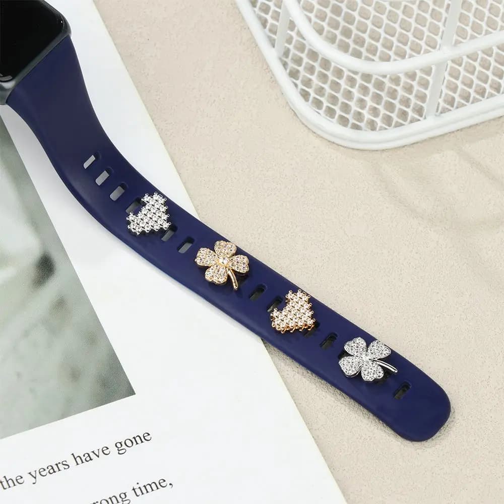 Accessoires de bijoux à rivets, ornements en diamant DIY, accessoires de bracelet en silicone, breloques métalliques décoratives pour bracelet iWatch
