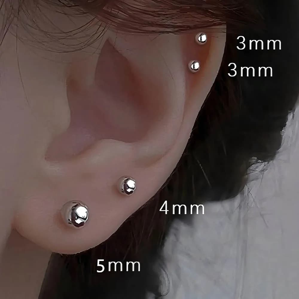 Ensemble de 6 boucles d'oreilles en acier chirurgical 16G (3/4/5mm), haltères et clous à vis 3 en 1, bijoux de perçage Helix/Tragus/Daith, hypoall