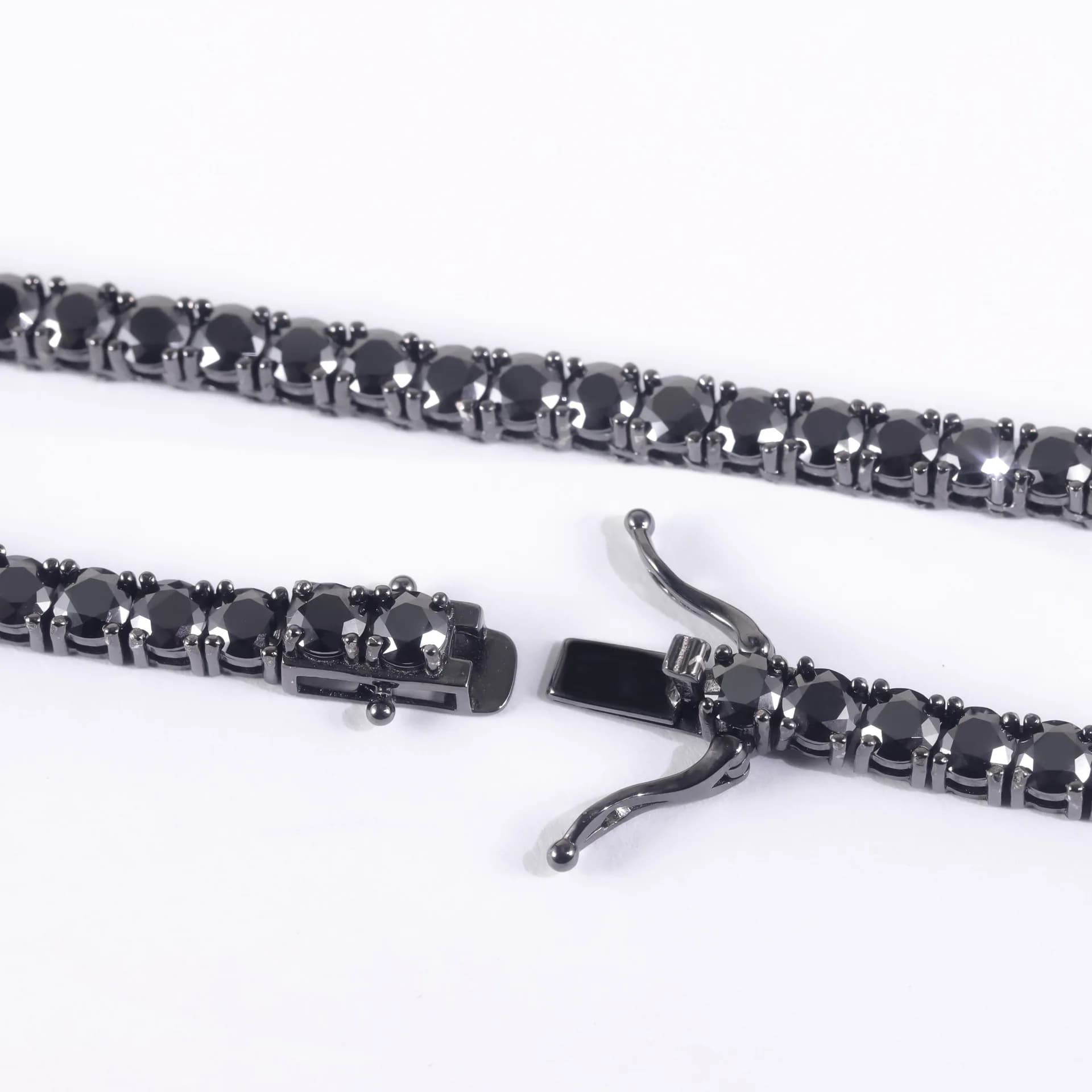 Collier Morganite noir original, collier en argent 925, style foncé hip-hop de 4 mm, adapté aux hommes et aux femmes, personnalisable