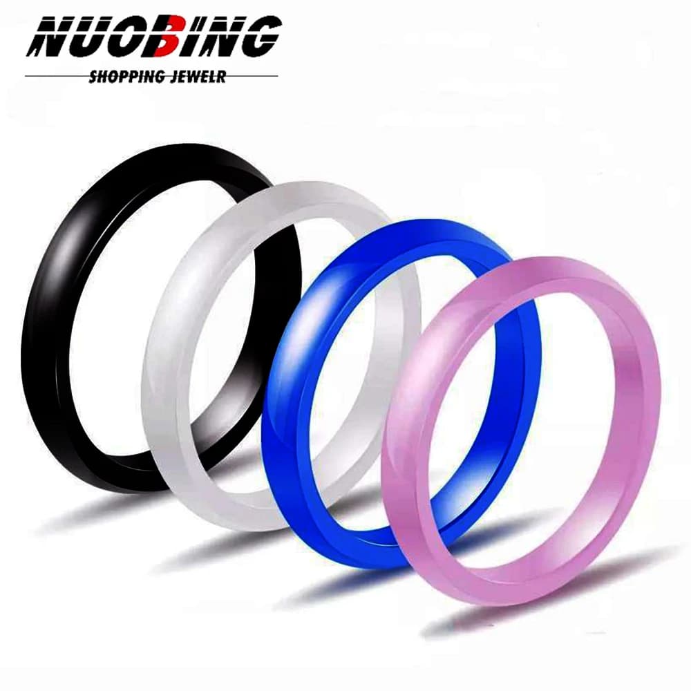 Bague en céramique de 3mm, minimaliste, lisse, mince, circulaire, pour femmes et hommes, Design esthétique, bijoux pour Couple, cadeau Y2K