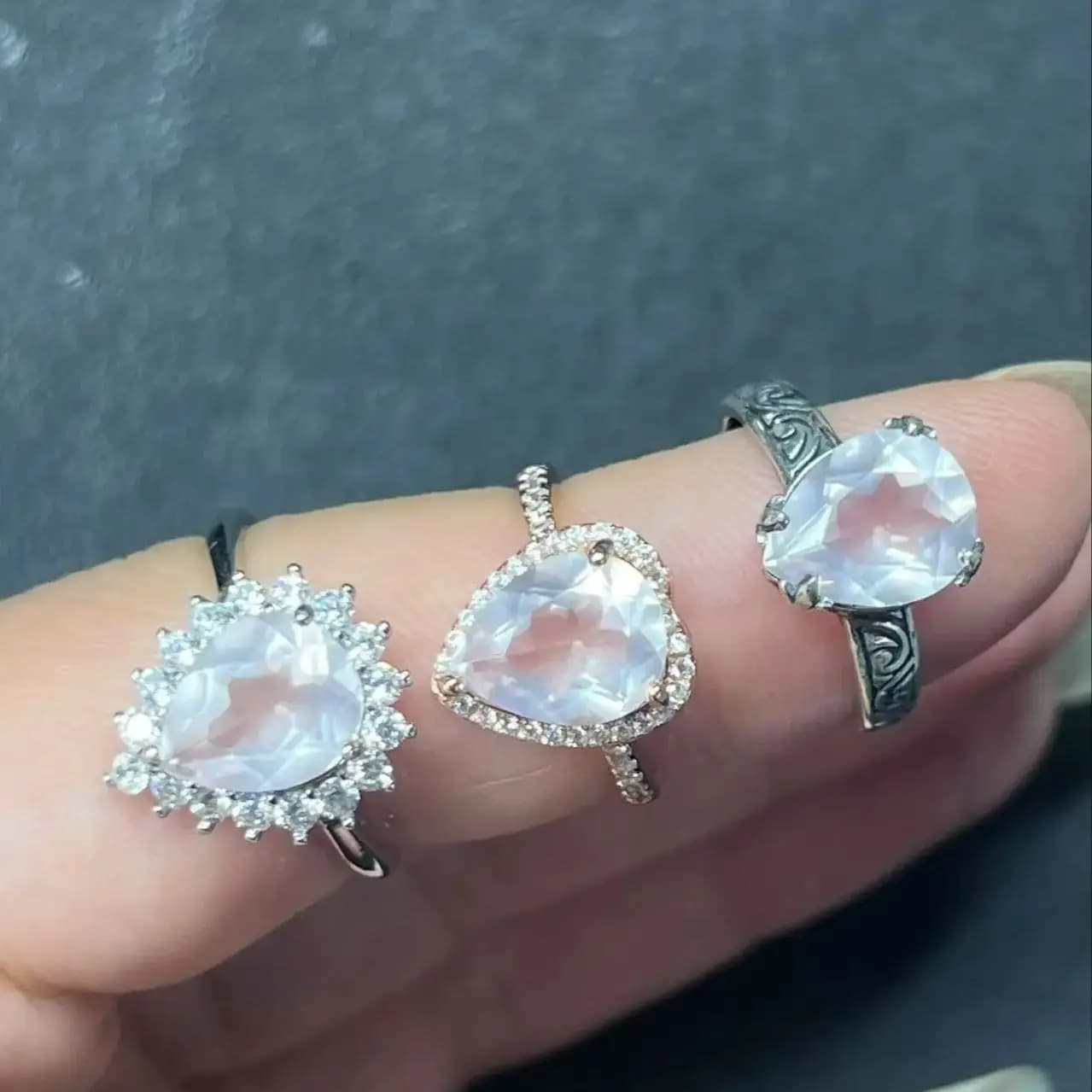 Unité une pièce en argent 925 avec cristal de Quartz Rose naturel, bagues de guérison en pierres précieuses à facettes