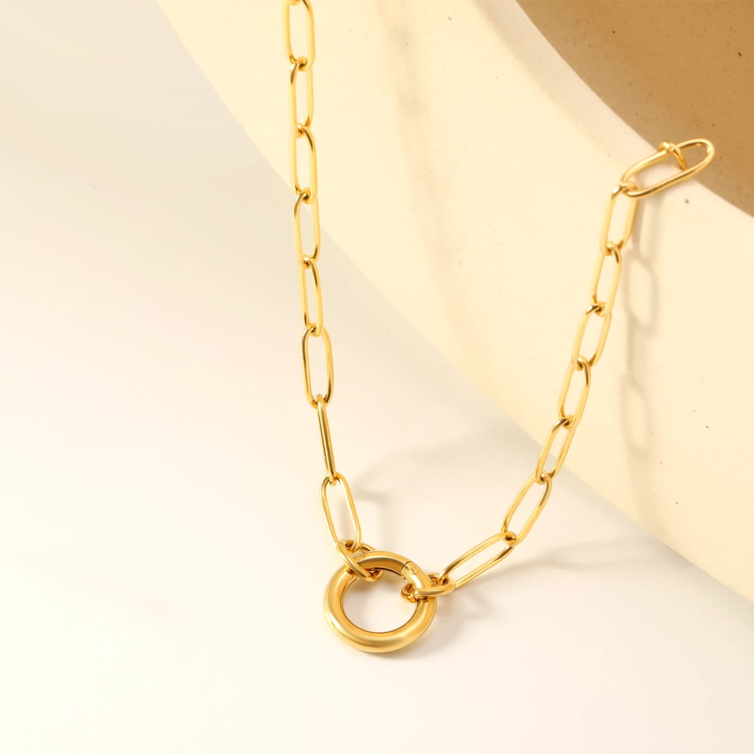 Nouveau Collier à fermoir marin, style Gothique Street Hip-Hop, Chaîne de clavicule unisexe en acier inoxydable, Chaîne trombone, Bijoux personnalisés