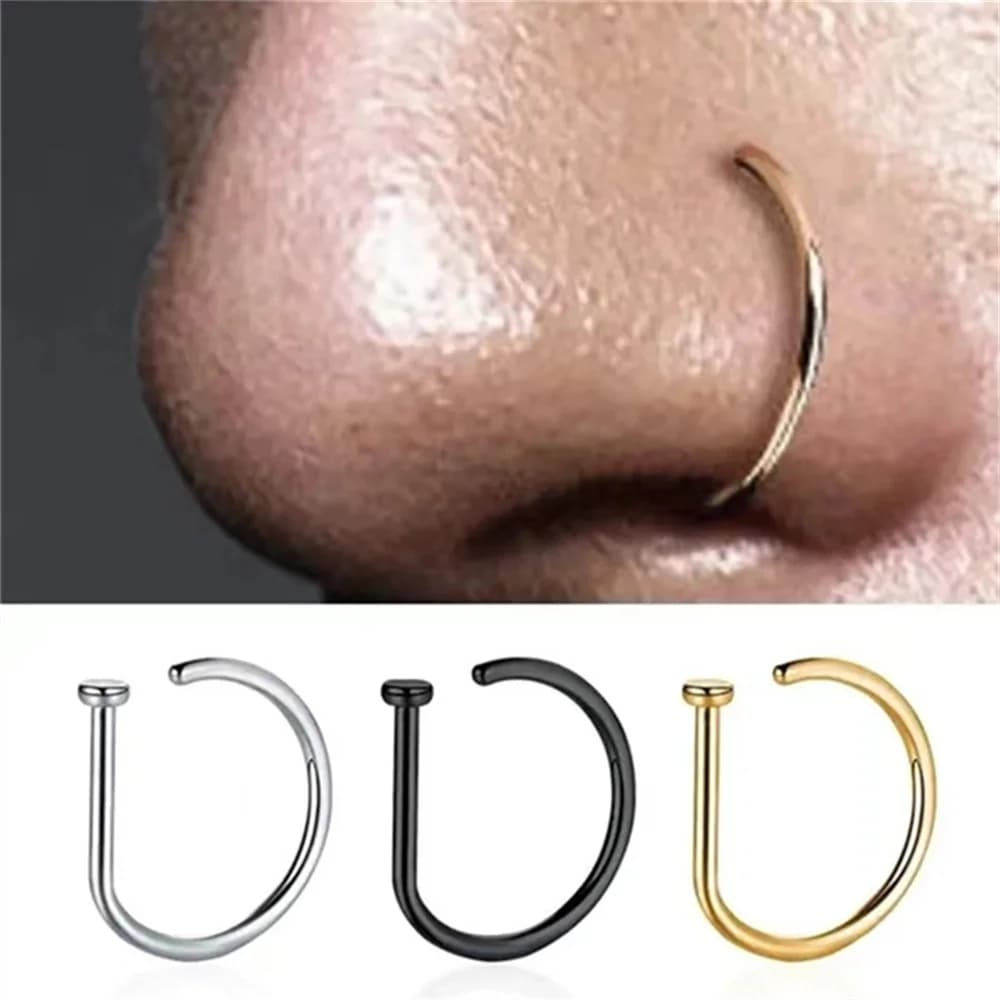 Faux Piercing en Acier Inoxydable pour Homme et Femme, Boucles d'Oreilles Punk, réinitialisation Antarctique, Perforation Septum, Bijoux de Corps