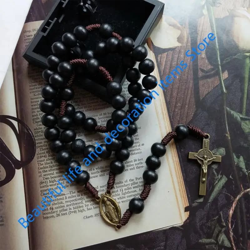 Collier chapelet en corde tissée à main, bijoux catholiques, pendentif à breloque, XX9B