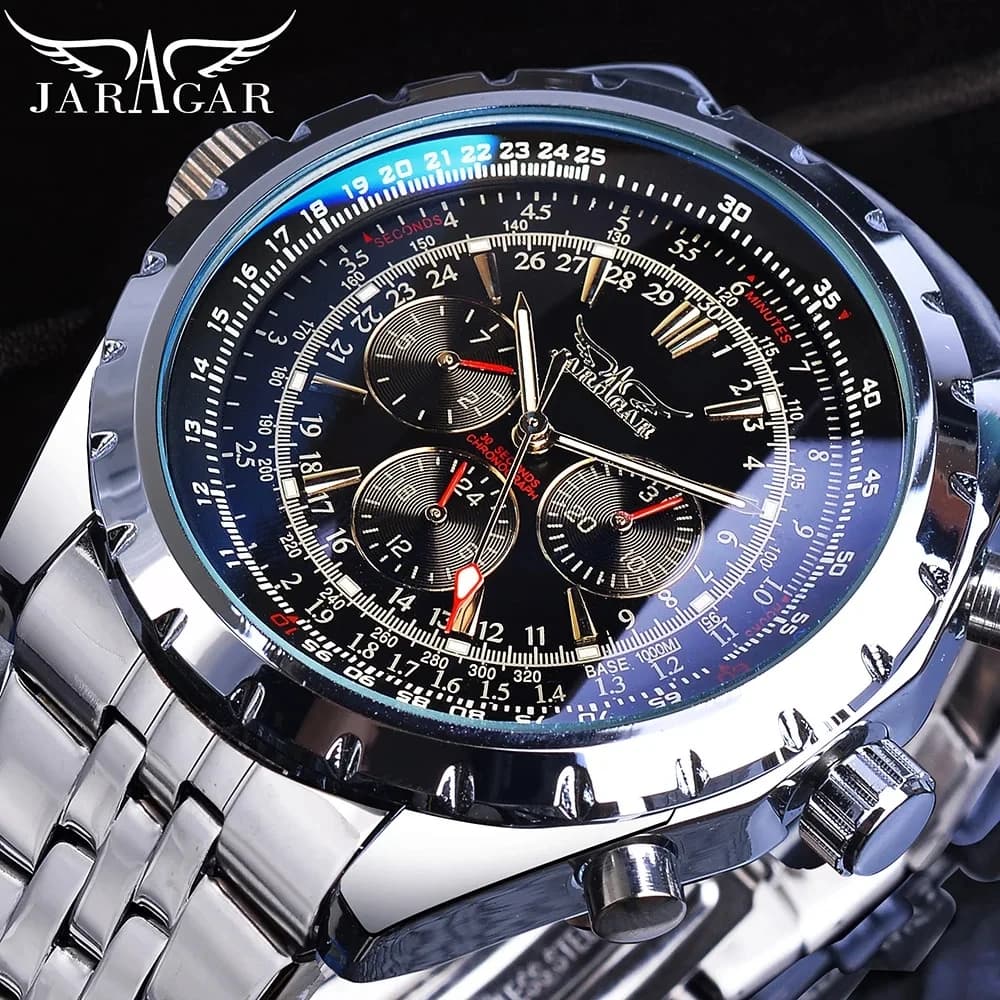 JARAGAR sport hommes montres haut de gamme de luxe automatique montre mécanique