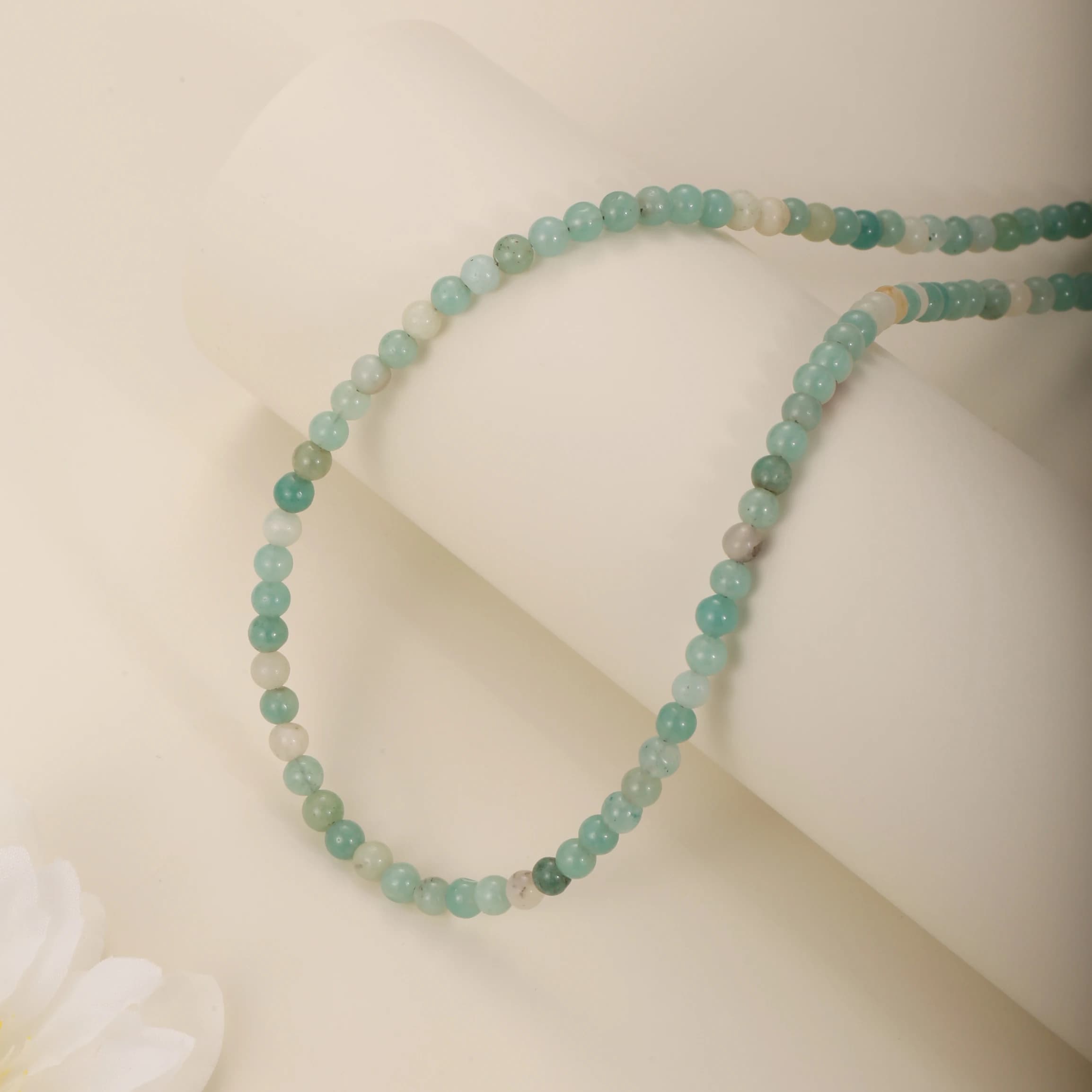 1 PC 4mm naturel amazonite pierre collier de perles pour les femmes ingx petit rose inverse inde onyx collier femmes bijoux de perles