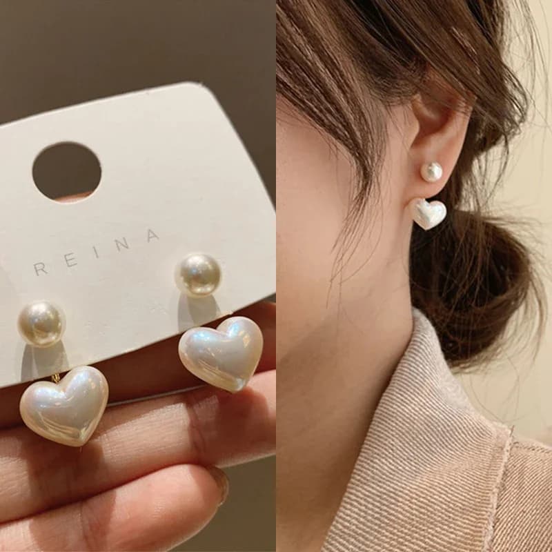 Nouvelle mode amour coeur perle boucles d'oreilles pour les femmes doux élégant tempérament goutte boucle d'oreille tendance bijoux accessoires