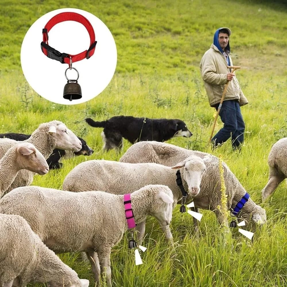 Collier réglable anti-perte pour animaux de compagnie avec boucle à dégagement rapide et clochette, collier respirant pour chèvres et chevaux, pour pâturage extérieur