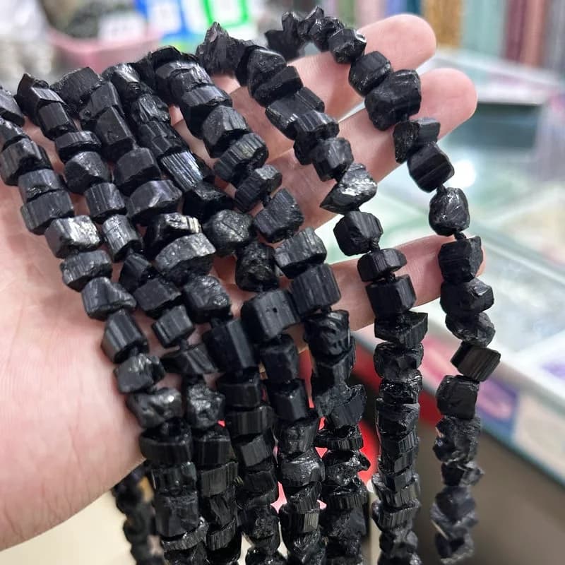 Perles de pépite de tourmaline noire, bijoux de bricolage, exécutif