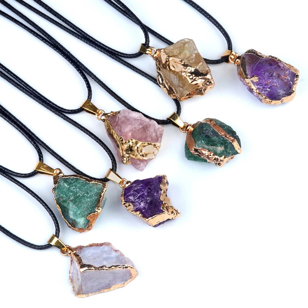 Colliers en pierre naturelle et cristal de forme irrégulière, 25-35mm, pendentif, breloques enroulées de couleur or pour la fabrication de bijoux, accessoire de boucles d'oreilles DIY