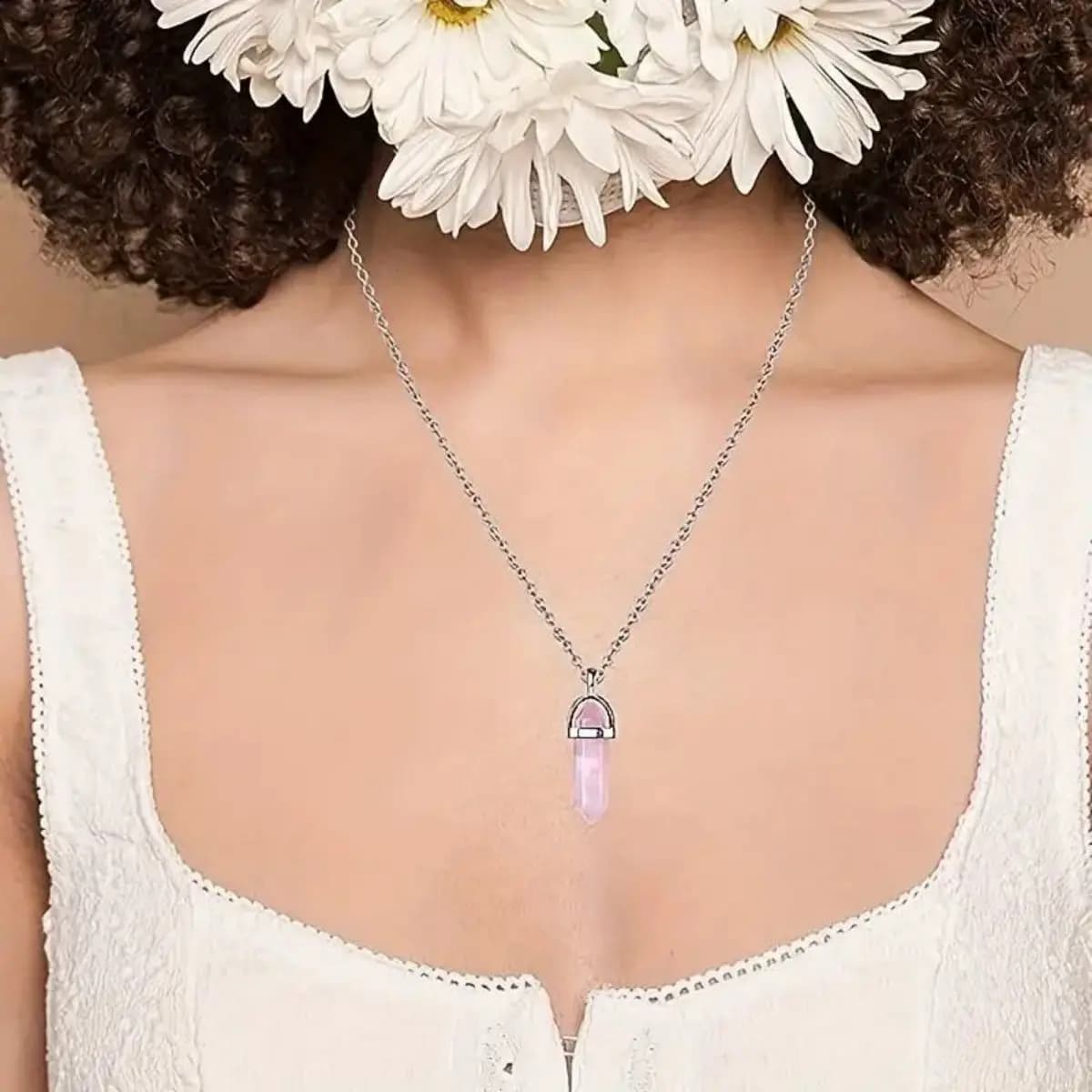 Ensemble de pendentifs et colliers en Quartz Rose