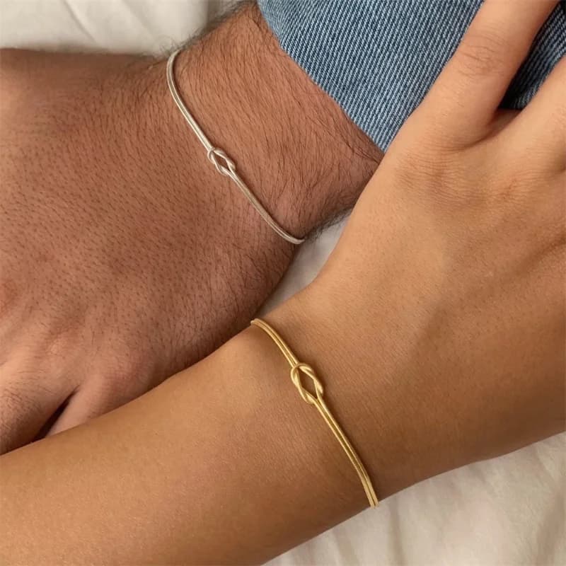 Bracelets à nœud d'amour en acier inoxydable doré 14 carats