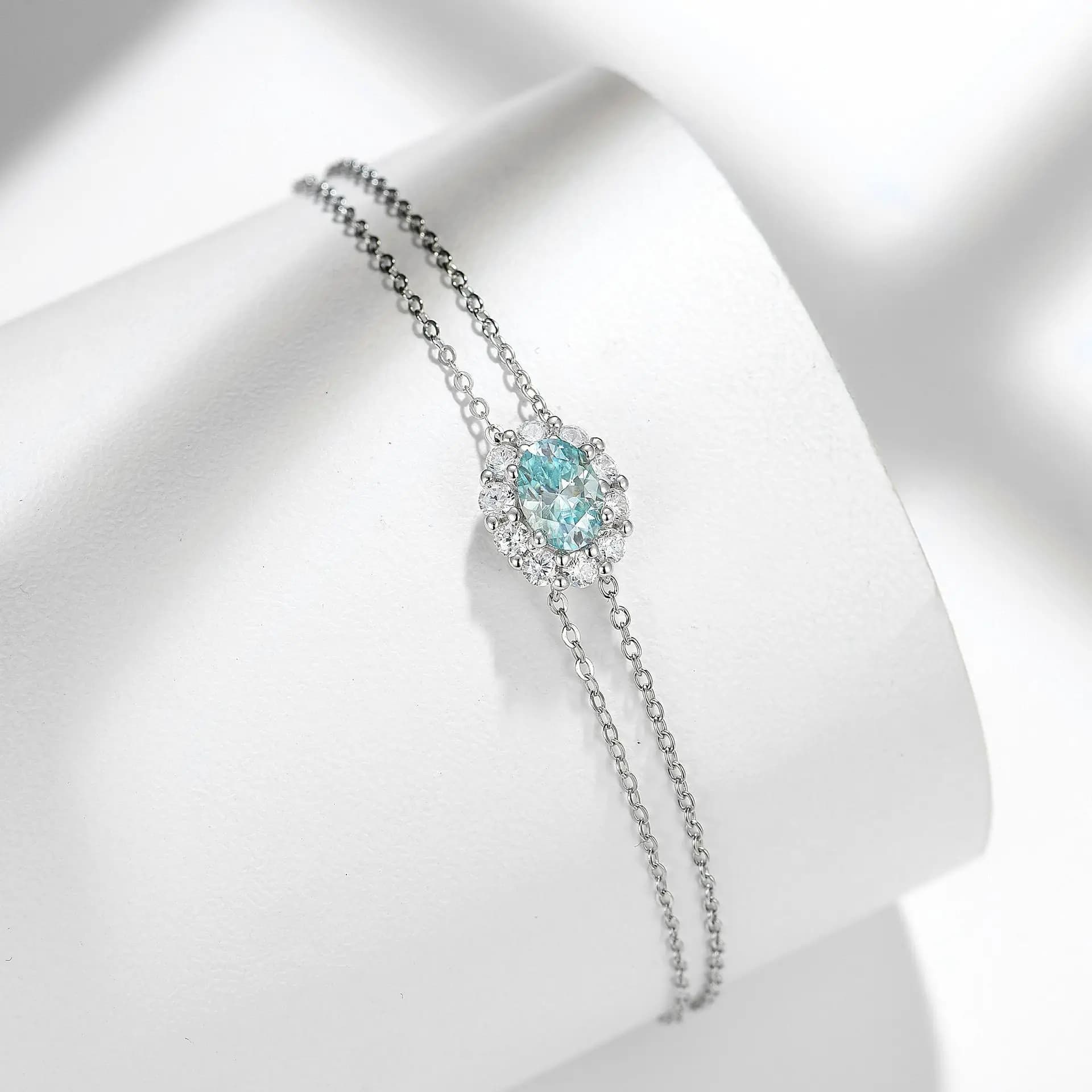 M-JAJA bleu Moissanite pendentif Bracelet 1CT ovale coupe diamant pendentif collier pour femmes S925 en argent Sterling ensemble de bijoux de luxe