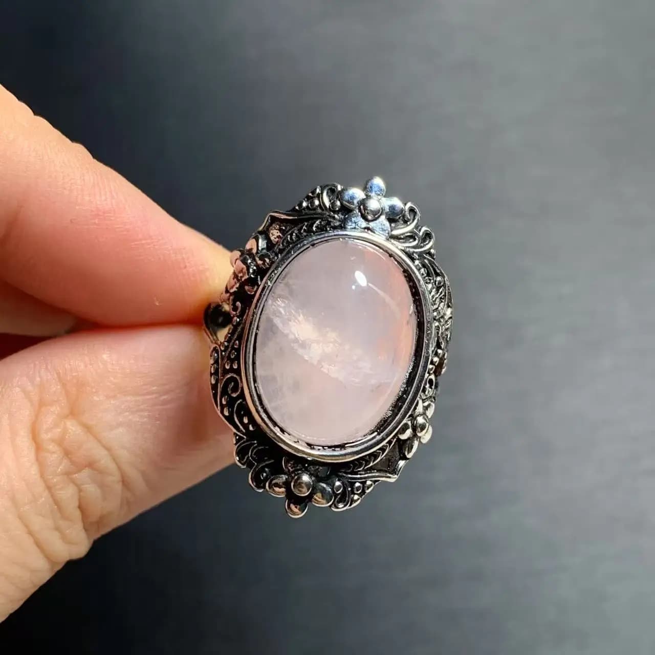 Bague en Quartz Rose naturel MM
