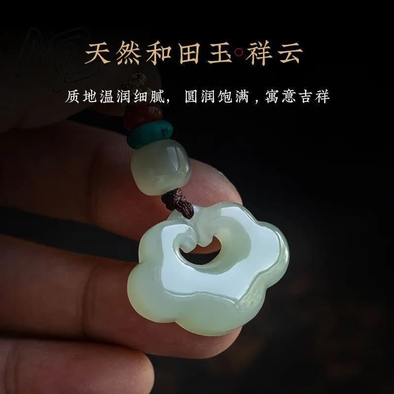 Certificat Hotan noir Jade nuages de bon augure pendentif porte-clés charme pierre naturel émeraude collier Talismans collier bijoux