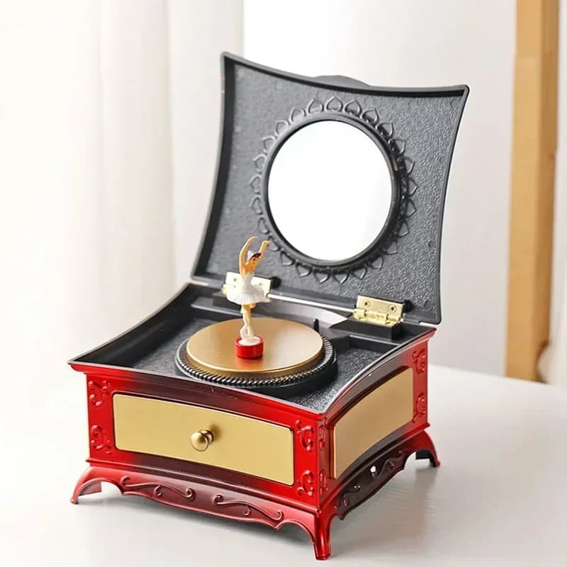 Boîte à musique classique rotative Ballerine, boîte à bijoux à manivelle, tiroir de rangement, ornement élégant pour filles, amateurs de musique, idéal pour offrir