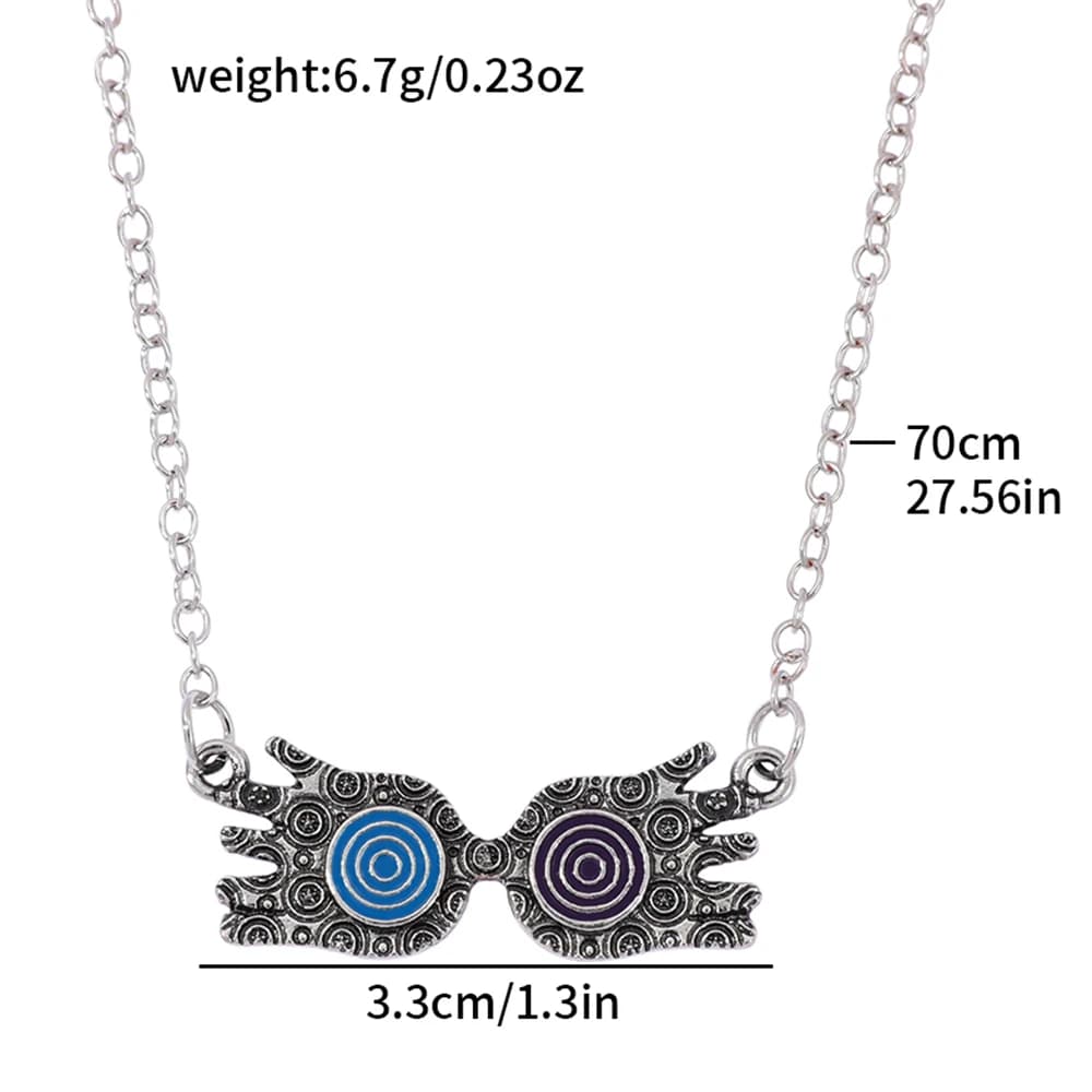 Collier de lunettes inspiré de Luna Lovegood avec ras du cou mauvais œil bleu et rouge pour femmes, bijoux Boho, cadeau pour filles