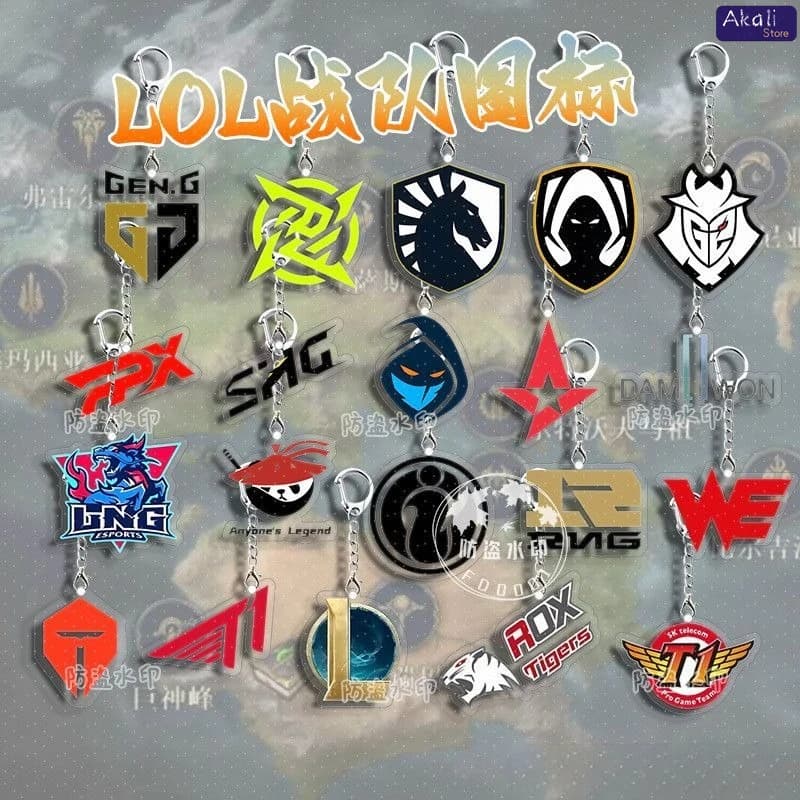 Porte-clés avec Logo de l'équipe Esports LOL pour Fans T1 IG FPX G2 WE EDG, accessoires de jeu, pendentif en métal, breloque pour sac, cadeau pour joueurs