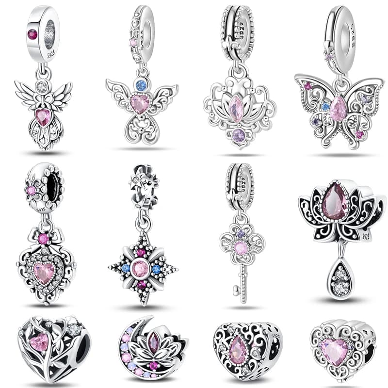 Classique argent plaqué Lotus ange gardien en forme de coeur Zircon breloques perles ajustement Qikaola 925 Bracelets originaux bijoux à bricoler soi-même cadeaux