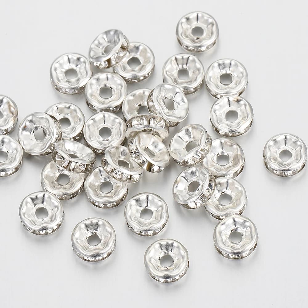 100 pièces couleur argent cristal strass entretoise perles en vrac Bracelet perles pour Bracelet collier fabrication de bijoux composants de bricolage