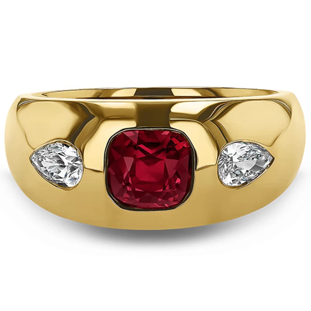 WUIHA Bague de fiançailles et de mariage en argent sterling 925 avec rubis de laboratoire taille coussin couleur D, moissanite véritable GRA et diamant, bijoux fins