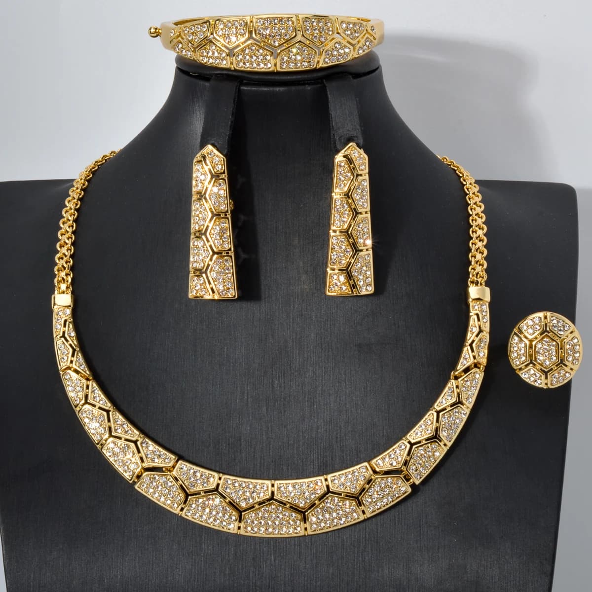 Ensemble de bijoux de mariage plaqué or pour patients oste nommée pour femmes