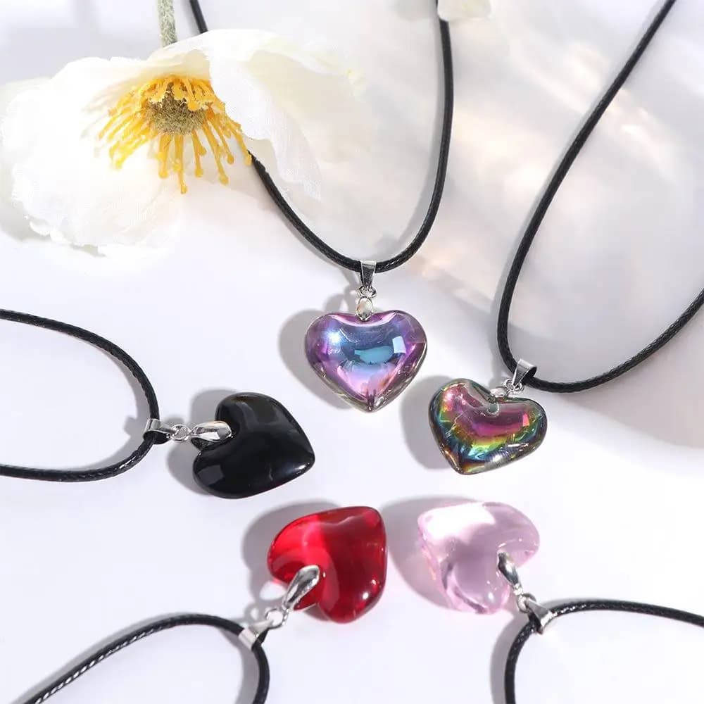 Petit coeur Punk coeur cristal collier Vintage corde chaîne rouge coeur pendentif Y2K bijoux gothique coeur colliers tour de cou femmes hommes