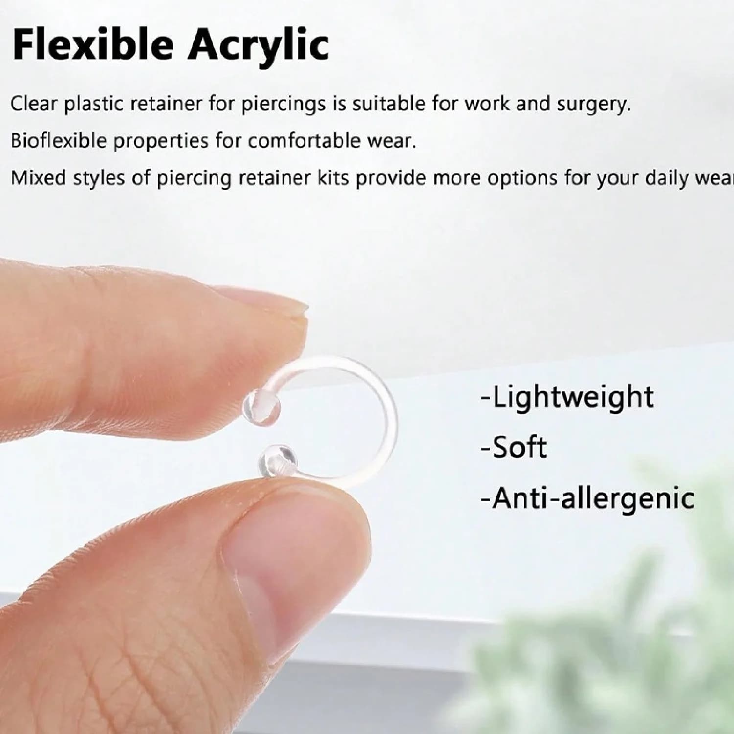 12pcs clair rose industriel piercing bijoux plastique septum sourcil hélice tragus daith bagues de labret vertical pour la chirurgie