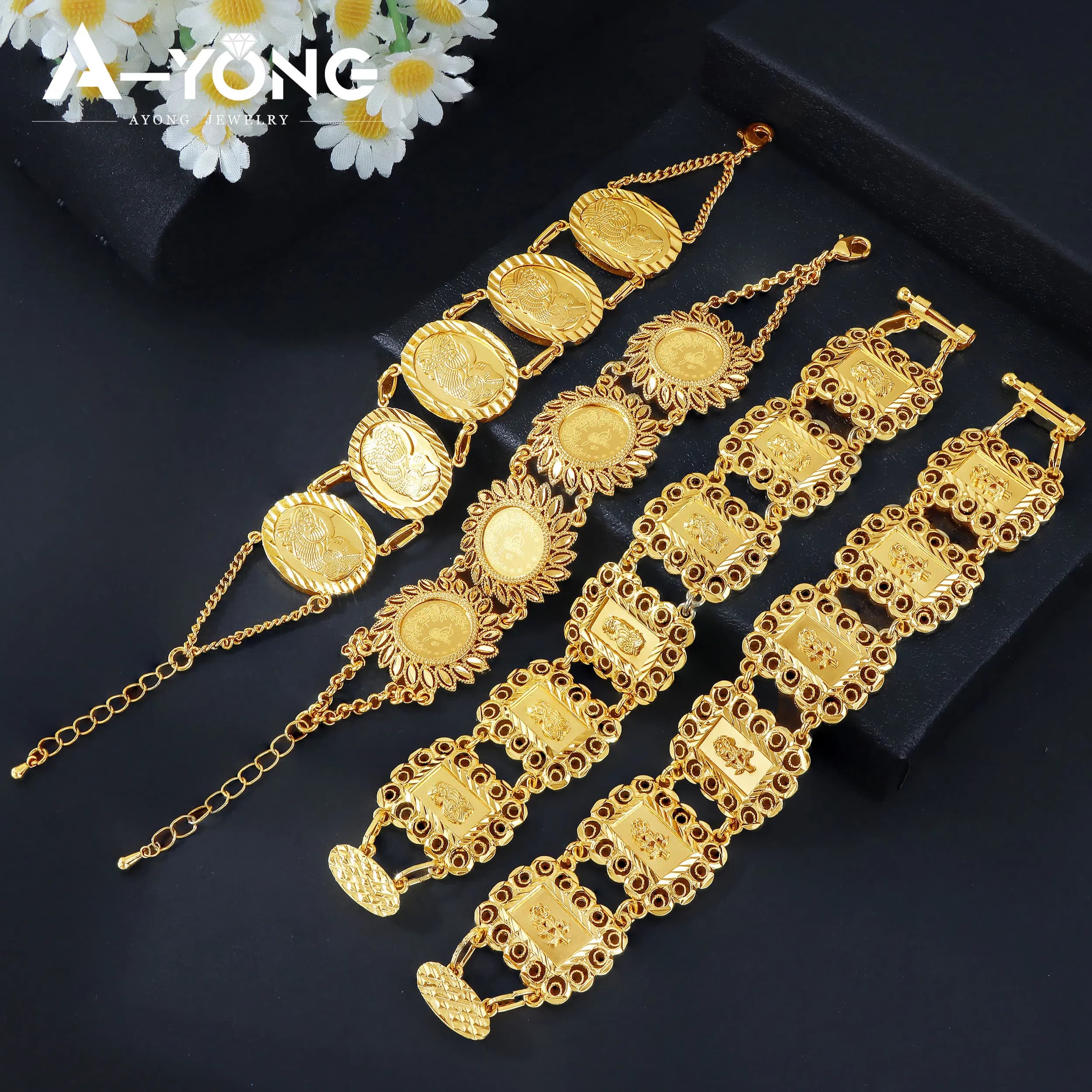 Bracelet de pièces de monnaie plaquée or 21 carats, bijoux rétro de mariage nigérian pour femmes turques, bijoux de fête pour événement quotidien