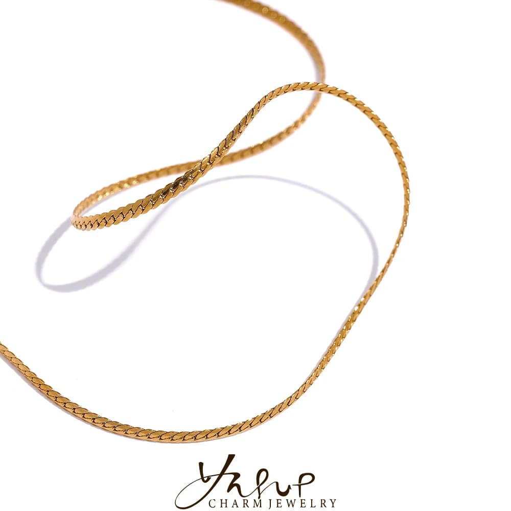 Yhpup charme minimaliste délicat Chic en acier inoxydable mince chaîne Collier plaqué or 18 carats mode Collier bijoux Collier Femme