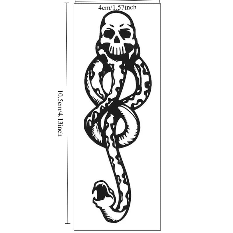 Autocollant temporaire tête de serpent de la mort de marque sombre