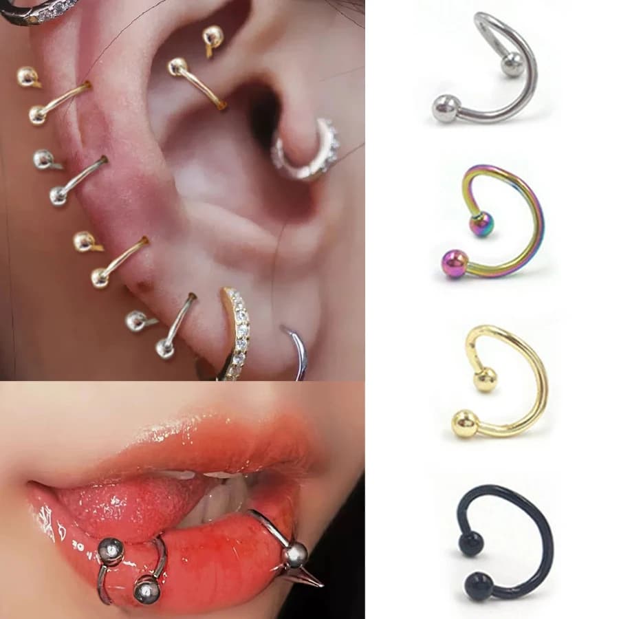 SION L-Boucles d'Oreilles Simples en Acier Inoxydable pour Homme et Femme, Piercings, Bijoux Orbitaux, Clous, Narine, Conque, Tendance, Jules, 1PC