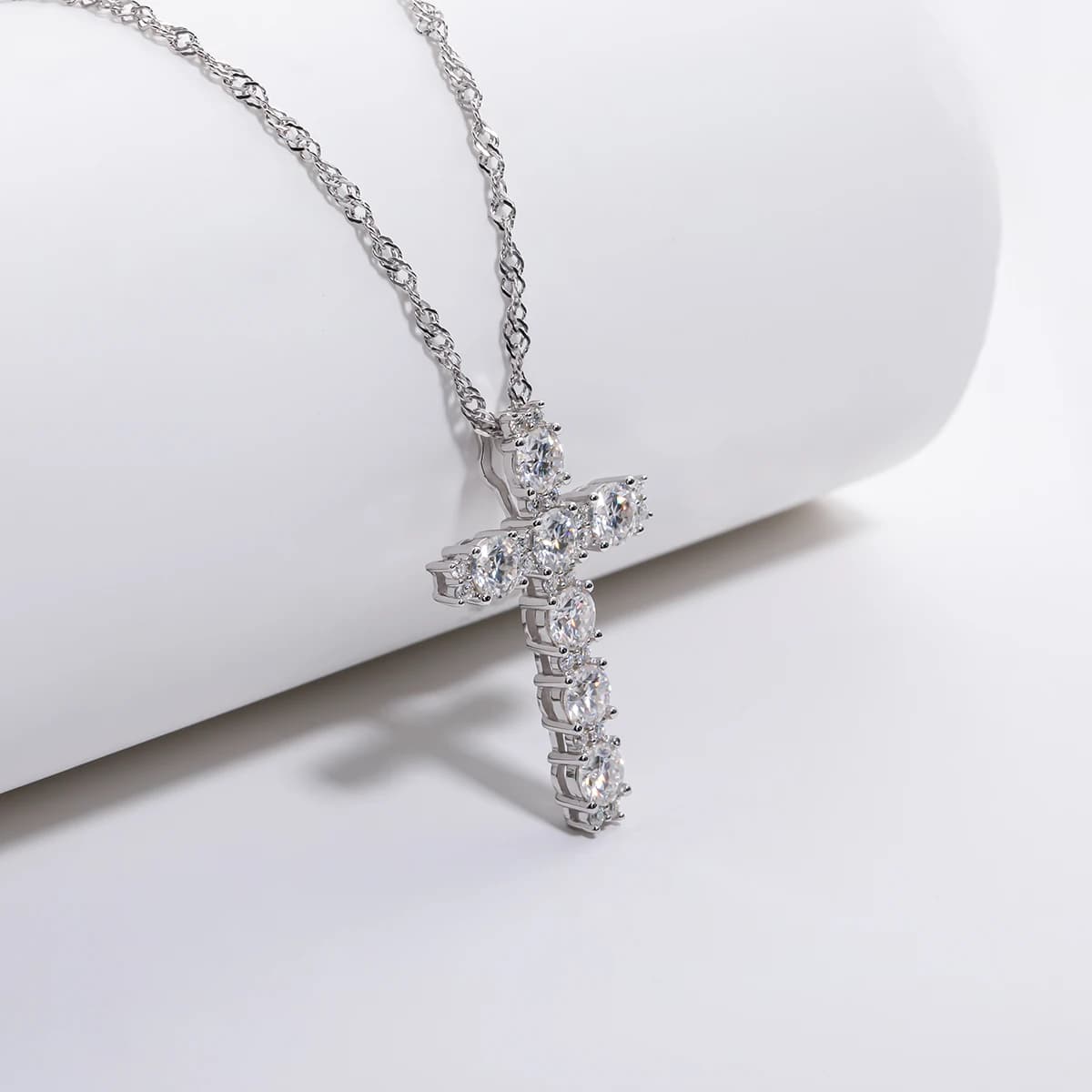 4MM 2.1 Carat D Couleur Moissanite Diamant Croix Pendentif Collier En Argent Sterling 925 Plaqué Or 18K Bijoux De Douane