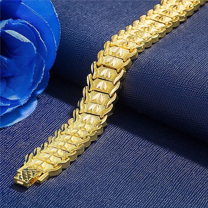 21 cm rétro mode européenne pièce de monnaie plaqué or bijoux placage de cuivre or 18 carats hommes large Version Bracelet montre chaîne en gros