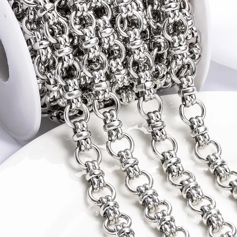 Bijoux Ronds en Acier Inoxydable Fait à la Main de 11mm, Fournitures de Divertissement, Collier et Bracelet Hip Hop, Vente en Gros, 1 Mètre