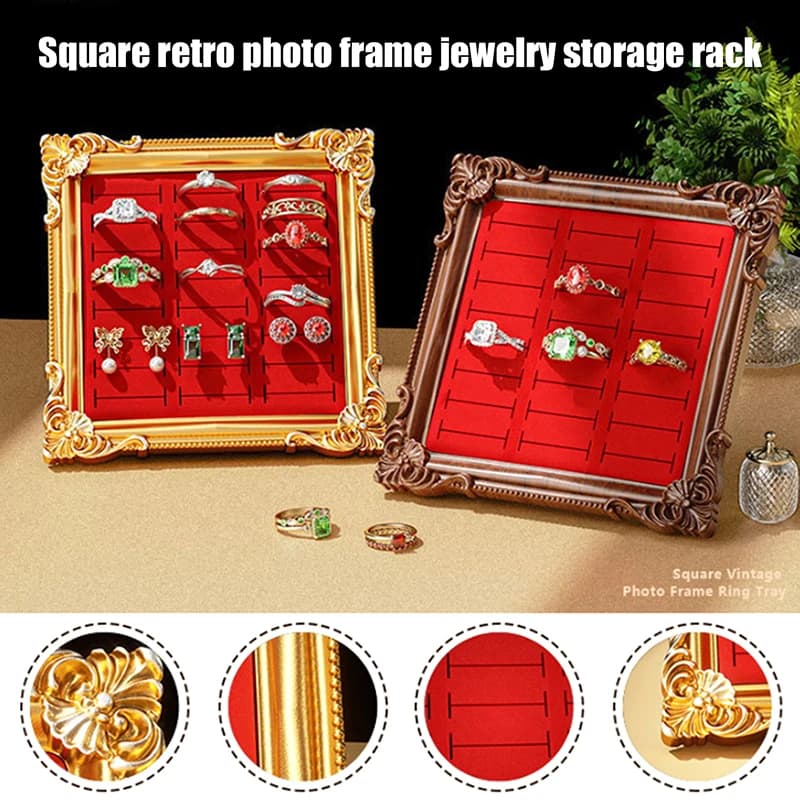 Présentoir à bijoux Vintage, cadre Photo de style européen, plateau de rangement pour bagues et bijoux, ornements d'exposition de coiffeuse