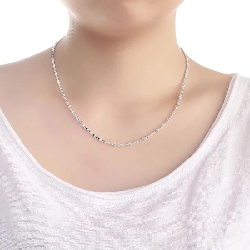 Collier en argent Sterling 45-50cm, chaîne serpent, belle perle Simple pour femmes, bijoux de mariage à la mode, cadeaux de noël, 925