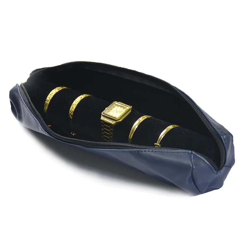 Support de barre d'affichage de bijoux avec sac de rangement à fermeture éclair, sac de rangement de chaîne de montre, pochette d'ornements à main Portable