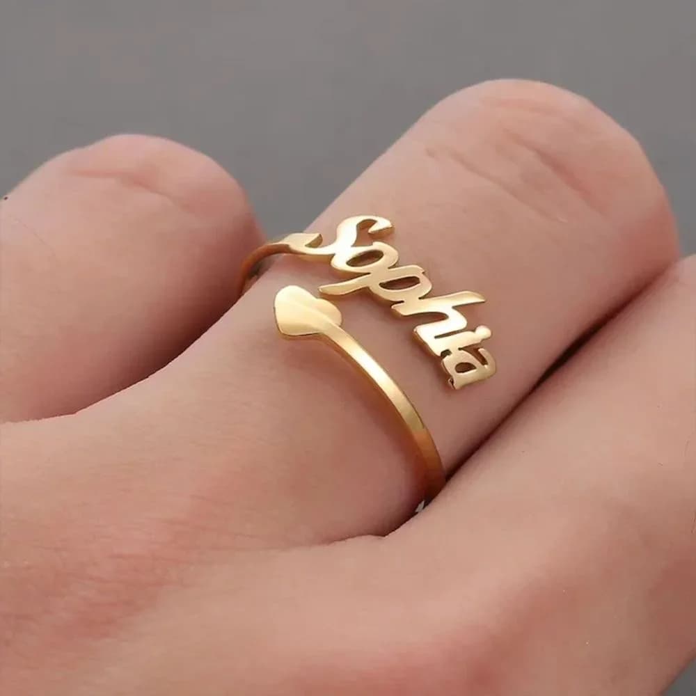 Bague d'amour avec nom personnalisé, en acier inoxydable, en forme de cœur, pour Couple, bijoux pour femmes, cadeau de saint valentin