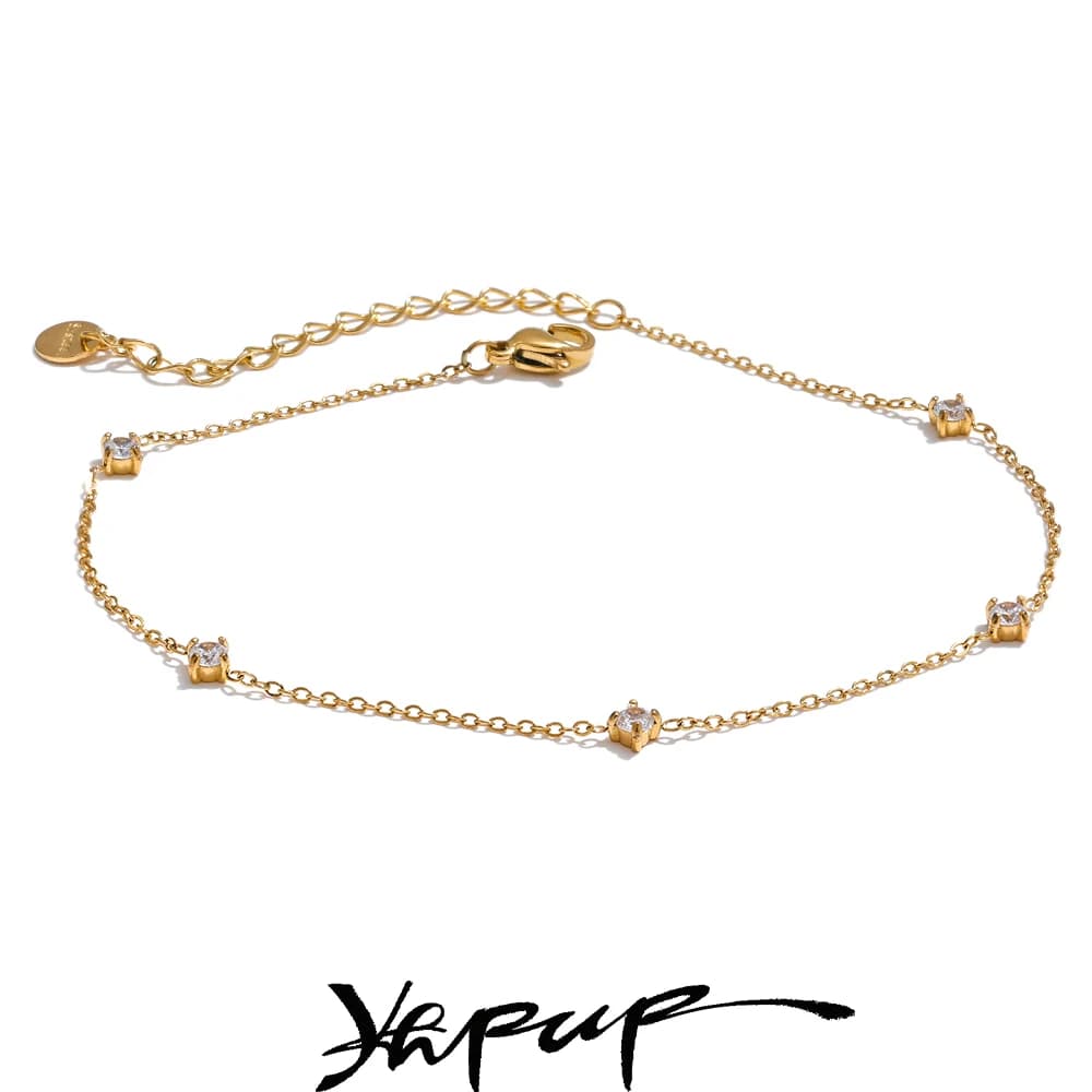 Yhpup – collier de cheville en acier inoxydable et zircone cubique, Bracelet antirouille, attrayant, classique, Chic, chaîne fine, bijoux