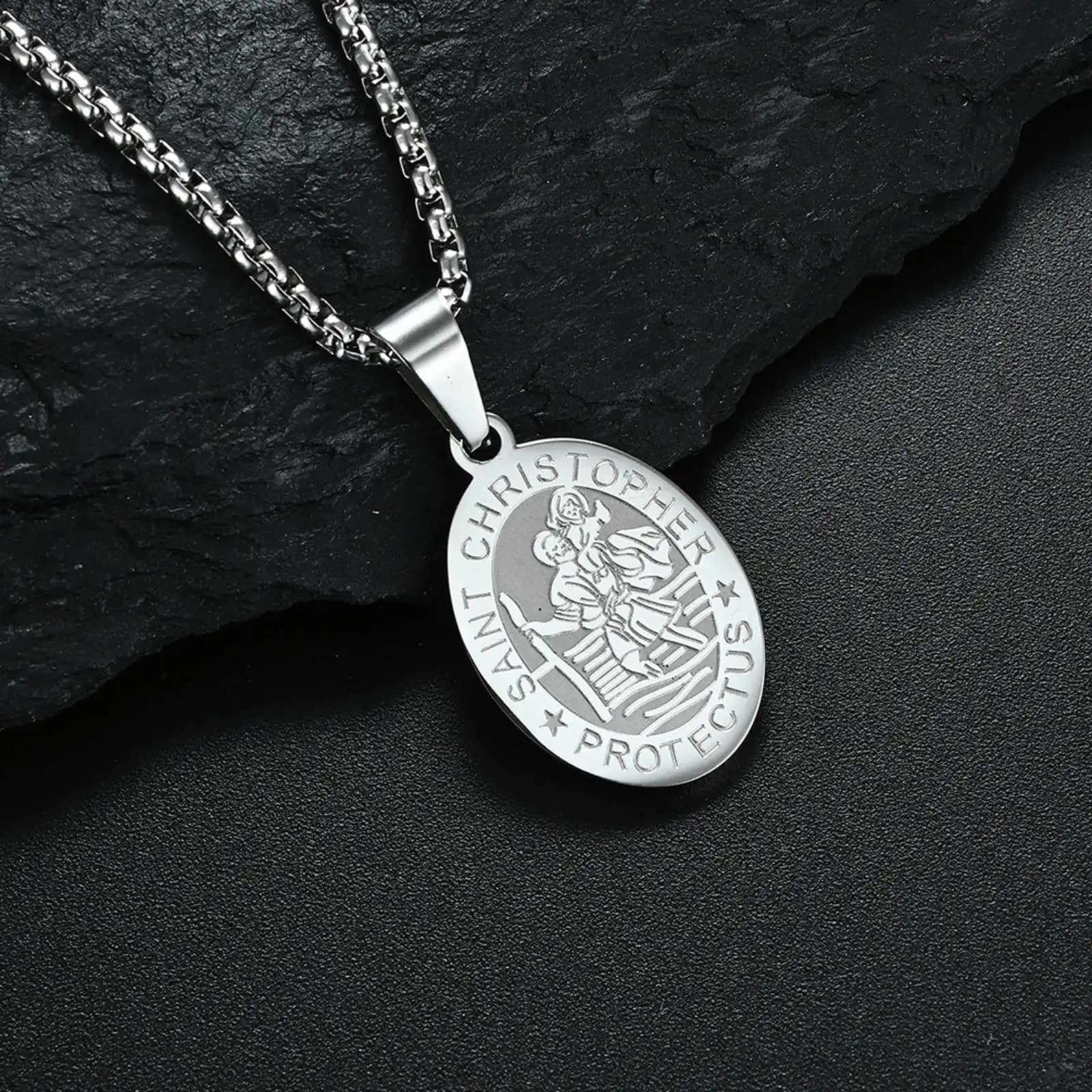 Collier pendentif Saint noël pour hommes et femmes, Talisman, bijoux en acier inoxydable, cadeau