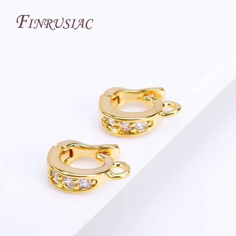 Fermoirs de rehausseur de pendentif articulé en laiton plaqué or 18 carats, incrustation de métal en Zircon, accessoires de fabrication de bijoux à faire soi-même