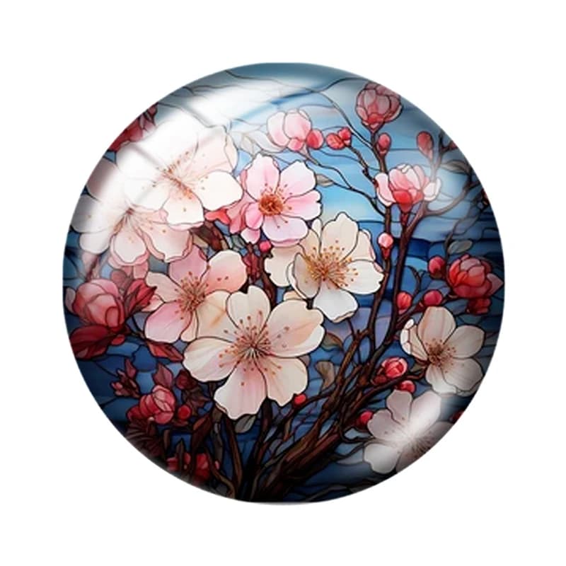 Cabochon en verre avec photo ronde, collection de fleurs en vitrail, démonstration à dos plat, fabrication mixte, 12mm, 16mm, 20mm, 25mm, 30mm, 10 pièces