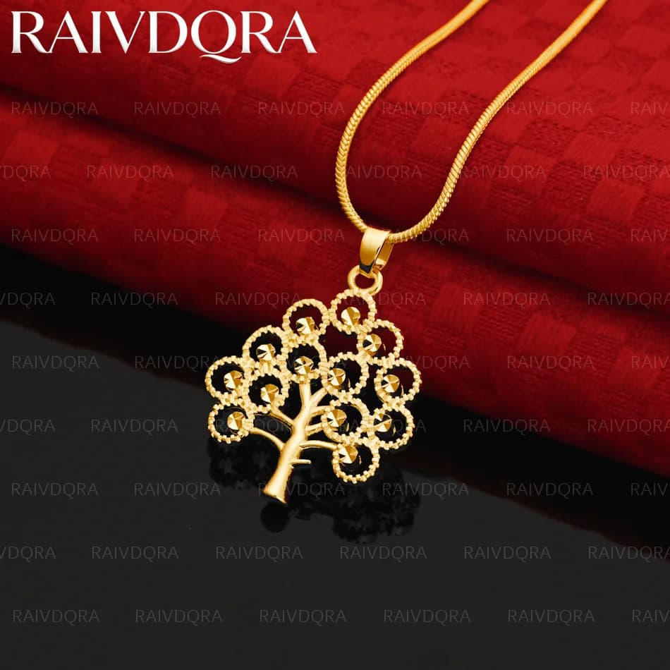 Collier pendentif arbre plaqué or 18 carats pour femmes et hommes, cadeaux créatifs, style streetwear, pour les fêtes et le quotidien