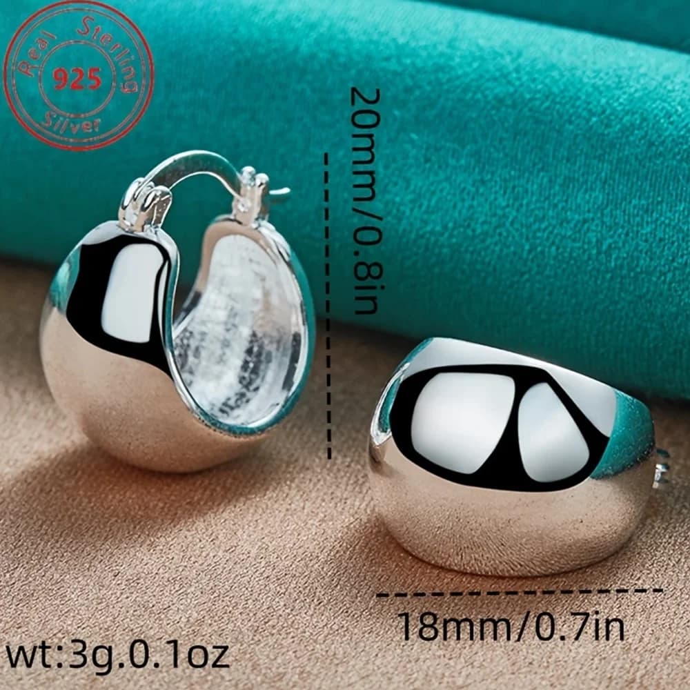 Boucles d'oreilles rondes fines et brillantes en argent Sterling S925 pour femmes