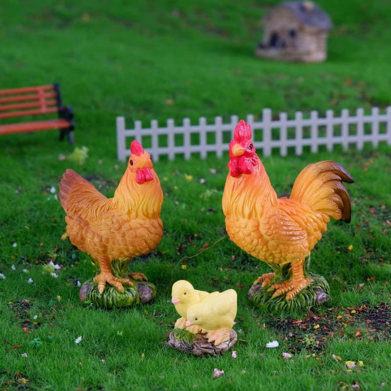 Figurine jetable de coq d'Auckland, modèle d'animal de ferme, décoration de maison, jardin nickel é l'inventaire, poussin de poule de dessin animé, accessoires de bricolage