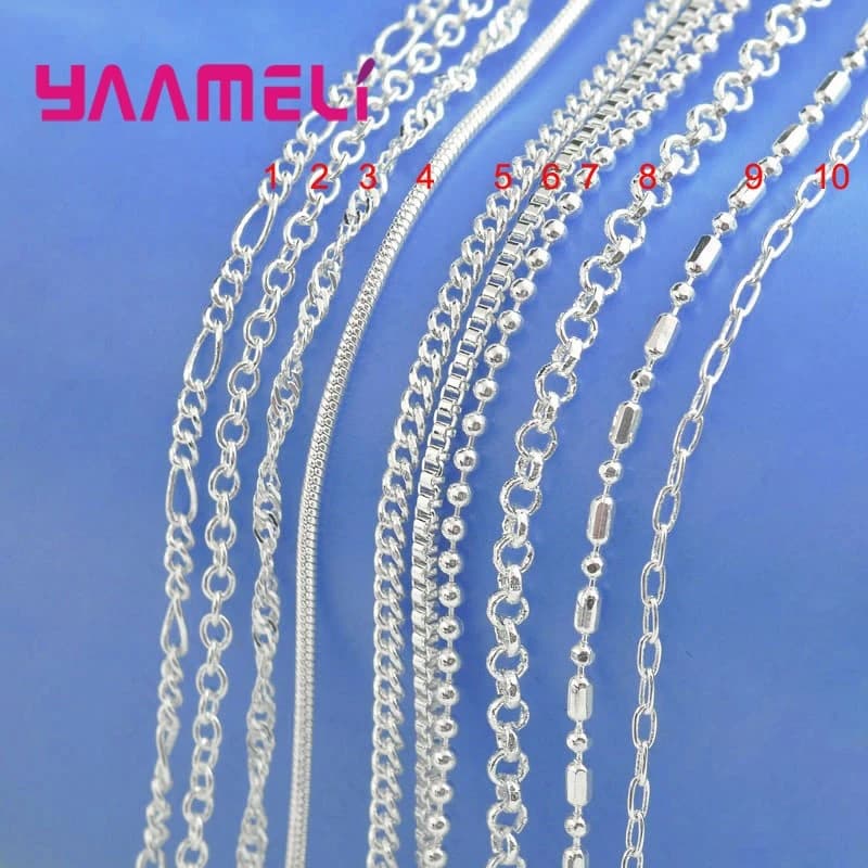 Collier en argent regardé 100% avec fermoirs en ster corrigé pour homme et femme, pendentif, 925 authentique, 10 modèles, 16 "-30", grande promotion