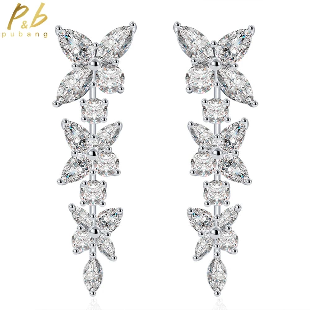 PuBang – boucles d'oreilles en argent Sterling 925 massif, bijoux fins, coupe Marquise, Moissanite créée, cadeau de mariage pour femmes, vente en gros