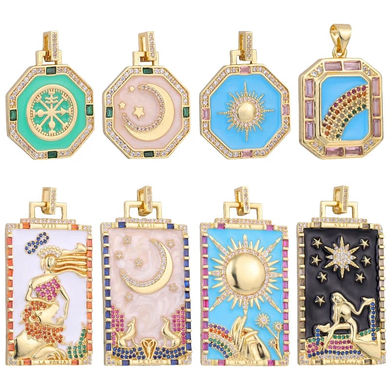 Juya-Pendentif en émail plaqué or 18 carats, artisanat, figure de dieu grec, mauvais œil, lune, étoile, breloques pour bricolage, collier de luxe, bijoux exécutifs