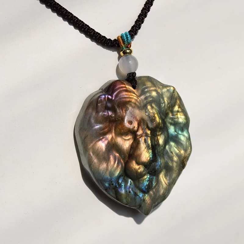 Pendentif Collier en Pierre Précieuse de Labradorite Naturelle Unique